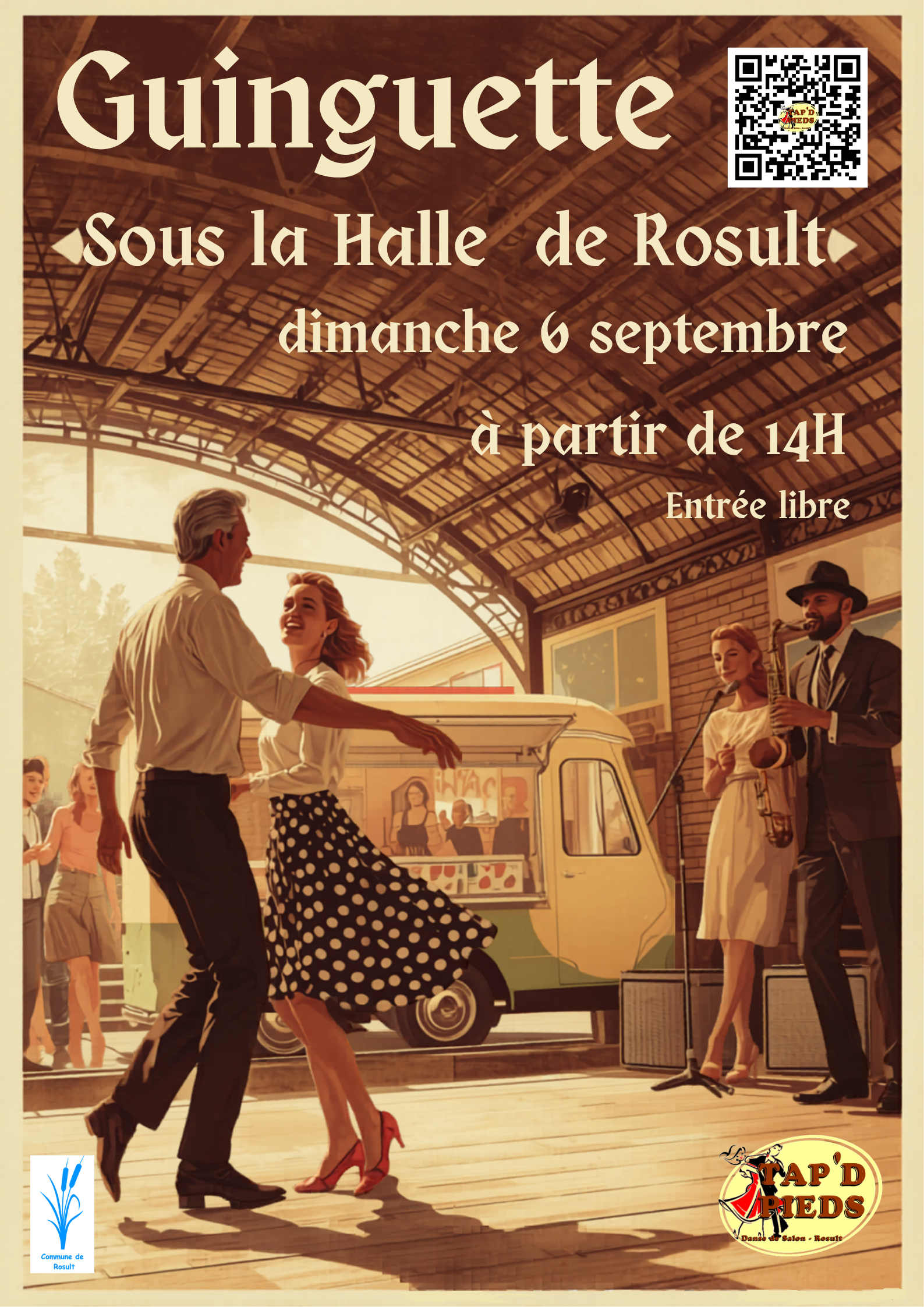 Affiche pour la guinguette le 06 septembre 2026 à la halle couverte de Rosult